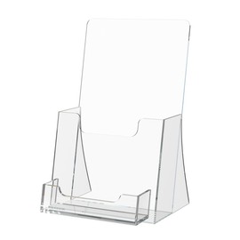 Acrylic Trifold Holder with 3.5" x 2" Pocket Caddy Holds 4.25” Wide Literature Multi Slot Flyer Holder Brochure Counter or Desk Pamphlets Menus Printed Materials by Marketing Holders