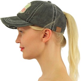 C.C Ponytail Messy Buns Trucker Ponycaps Plain Baseball Visor Cap Dad Hat Distressed Beach Crazy Black