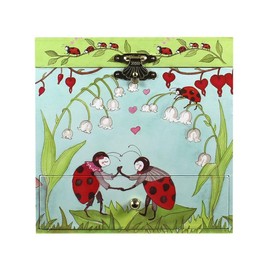 Enchantmints Lady Bugs Musical Jewelry Box Lady Bug Spins to Music With Pullout Drawers Treasure Storage