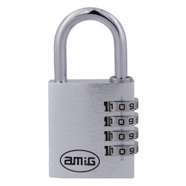 Amig - Security Padlock | with Digit Combination | Code Numbers | keyless | Aluminium | Grey | for Gym lockers, Travel suitcases, Backpacks, Luggage | Width: 35 mm