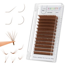 Colored Eyelash Extension Easy Fan Brown 0.10 L Curl 8-15mm Mixed Volume Lash Extension Individual False Eye Lashes With Color By ANNAFRIS (Easy Fan Brown,0.10 L 8-15mm Mix)