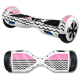 MightySkins Glossy Glitter Skin for Self Balancing Mini Scooter Hover Board - Pink Chevron | Protective, Durable High-Gloss Glitter Finish | Easy to Apply, Remove, and Change Styles | Made in The USA