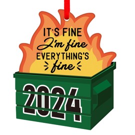 PETCEE Funny Dumpster Fire Christmas Ornaments 2024 Its Fine Im Fine Everything's Fine Ornaments for Christmas Tree Decoration 2024 Christmas Keepsake Gifts for Family Friends