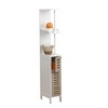 Slim Bathroom Storage Cabinet with Open Shelves and Two Doors,