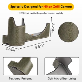 VOVMOEYA Protective Camera Case for Nikon Z6III, Leather and Cloth Half Case with Soft Inner, Matcha Green, Not Water Resistant, Tripod Mount, Perfect Fit for Nikon Z6III Mirrorless Camera