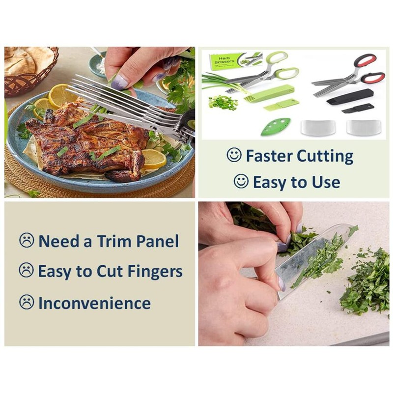 Hitopin 2 x stainless steel kitchen scissors, 5 blades herb