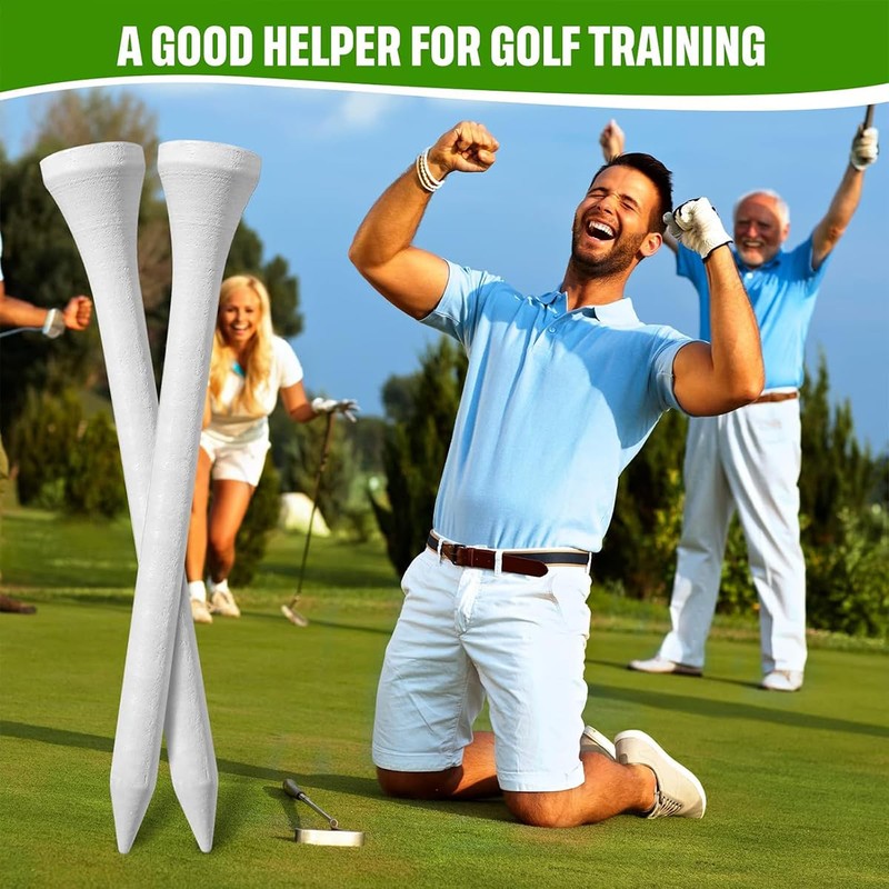 Garegce 70mm 83mm White Wooden Golf Tees 100PCS Sustainable Biodegradable