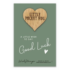 “Good Luck” Pocket Hug Keepsake Token | Thoughtful Gift for Exams, New Job, Competitions | Positive Lucky Charm | Inspirational Small Token of Support and Encouragement | Wooden Keepsake