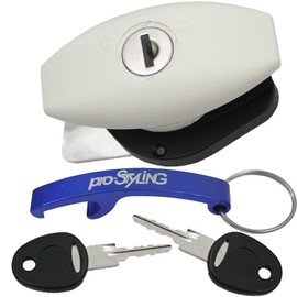 Turntable Lock Flap Lock Service Flap Gas Box Caravan Motorhome White in Set with Pro Styling Key Ring