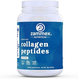 Zammex Collagen Peptides Powder, 90 Servings, Unflavored Instant Powdered, Pure Hydrolyzed Collagen Protein Powder (Type I, III) 100% Grass Fed, Paleo & Keto, Non-GMO, for Skin Hair Nail Joint