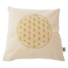 Swiss pine cushion embroidered with the flower of life size