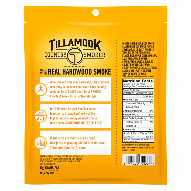 Tillamook Beef Jerky, Country Smoker Zero Sugar Ready to Eat