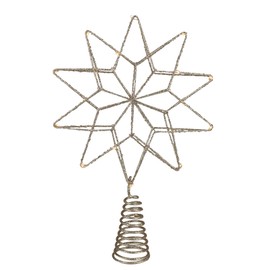 12" LED Lighted Glittered Gold Star Christmas Tree Topper, Warm White Lights
