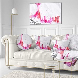 Designart Rio de Janeiro Red Silhouette-Cityscape Painting Canvas Print-40x20, 40x20