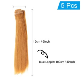 PATIKIL 15CM Doll Hair Wigs, 5 Pcs High Temperature Silk Straight Wig Hair Extension Accessories for Doll Hair Making Kit DIY Handmade, Yellow
