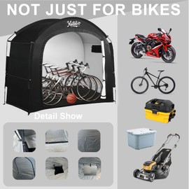Yanledoo Bike Storage Tent, Outdoor Shed with Thick Waterproof Fabric, 30% More Top Space, Fits 2/3/4/5 Bikes or Tricycles, Easy Setup, Portable Cover for Garden Tools & Motorcycles