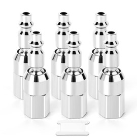 GASHER 6PCS 1/4" Swivel Air Plug, 6-Pack Industrial Swivel Coupler and Plug, 1/4-Inch NPT Male Thread, Air Hose Fittings