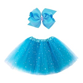Jastore® Girls Layered Stars Sequins Tutu Skirt Princess Ballet Dance Dress (Blue)
