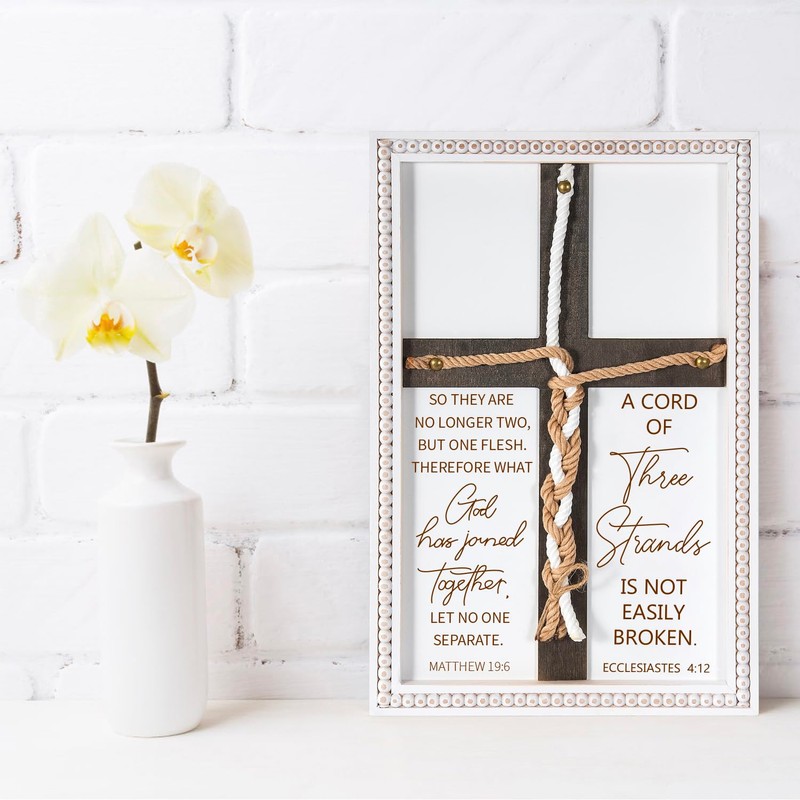 A Cord of Three Strands Wedding Sign 15x10 Inches -