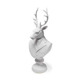 HomeRoots White Resin Suited Deer Bust Decor Piece