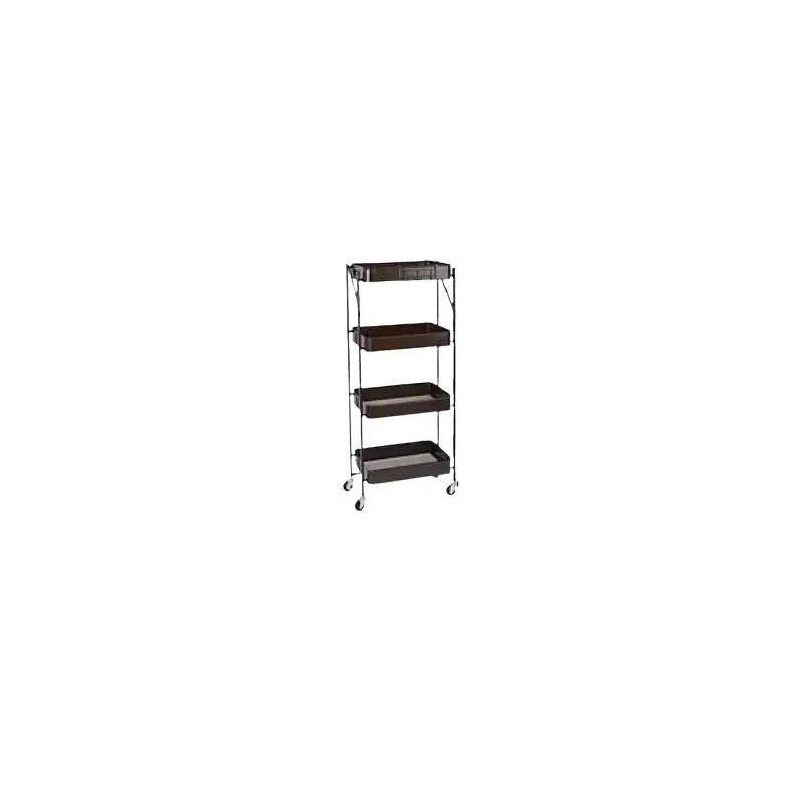 Origami 4 Tier Foldable Powder-Coated Metal Cart with Caster Wheels