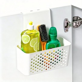 TONSNY Over The Door Cabinet Organizer, Hanging Storage Basket, Wall Mount Pantry Organizer, Plastic Rack for Kitchen, Drawer, Bathroom, Garden Shed, Space Saving Holder（9.2" x 4" x 9.6")