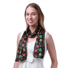 Basic Sense Christmas Scarf Silky Satin Neck Scarves, Gift - Black