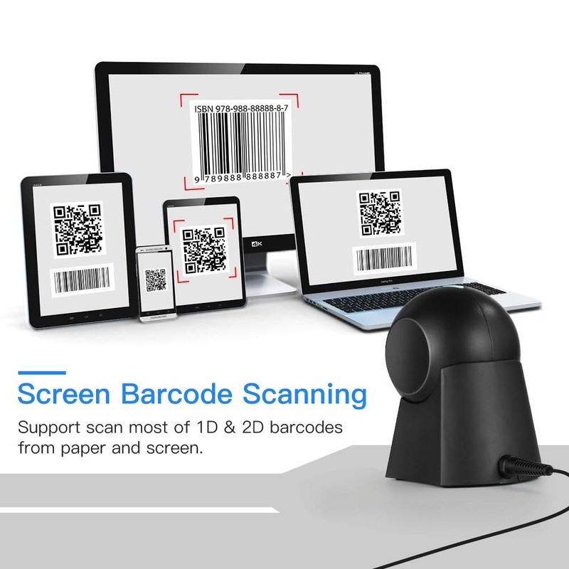 Eyoyo Hands-Free 1D 2D Desktop Barcode Scanner, QR Barcode Reader