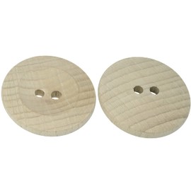 AERZETIX - C56492-10 round buttons made of wood, diameter 28 x 5.2 mm with 2 holes, 44L L44 - natural colour, opening diameter 3 mm, haberdashery sewing handmade clothing craft fashion decoration