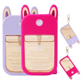 Eoopoon 2 Pack Silicone Case for Touchland Hand Sanitizer Spray – Protective Soft Cover with Keychains for 1 FL OZ/30 mL(Rose&Purple)