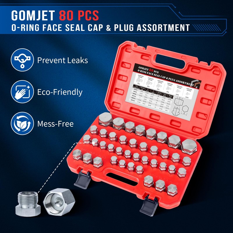 GOMJET 80 PC ORFS Master Industrial Hydraulic Cap and Plug