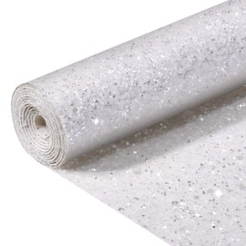 SOV Ultra Chunky Glitter Fabric Vinyl Sparkle Faux Leather Perfect for Key Chain Bows Craft Bag Cover Sewing Patchwork DIY Craft Thick Canvas Back 8” x 53” (21cm x 135cm) 1 Roll (White)