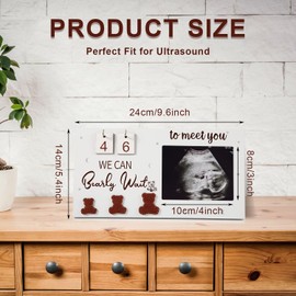 Wooden Picture Frame, Sonogram Picture Frames with Baby Countdown Weeks Picture Frames Announcement for Pregnant Women Baby Announcement