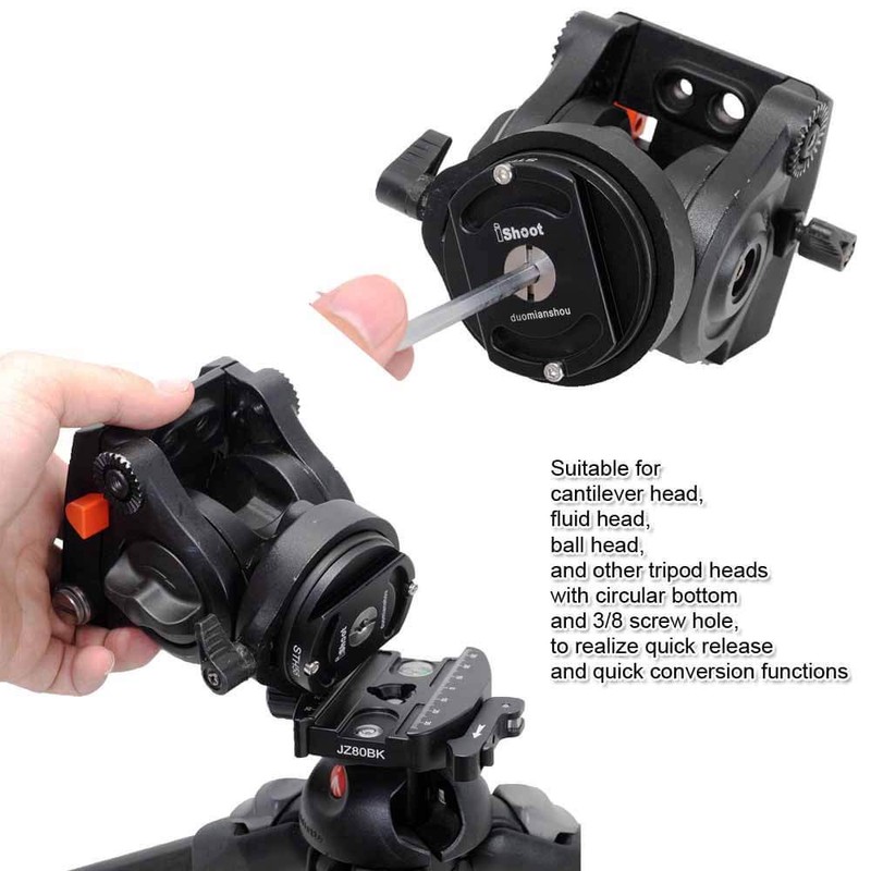 iShoot Tripod head mount, quick change adapter for cantilever head,