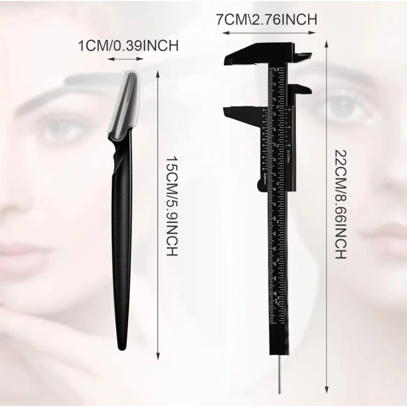 Kit De Regla Microblading Diseño Compas Cejas Perfectas 6pcs