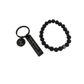Zolivie Drive Safe Keychain & Gemstone Bracelet for Men-Car Keyring Accessories-Key Ring for him-Husband Boyfriend (Black)