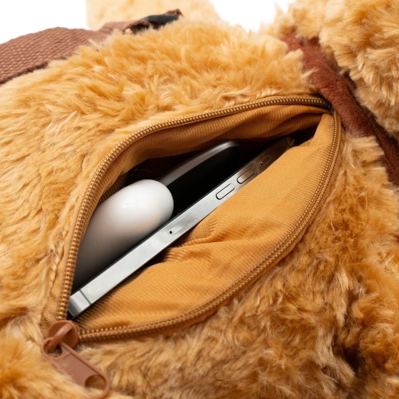 HUGGIE BAG (Brown Dog) - Fluffy Plush Crossbody Shoulder Purse