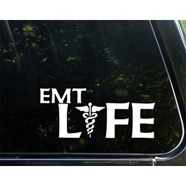 EMT Life - for Cars Funny Car Vinyl Bumper Sticker Window Decal | White | 8.5" inch