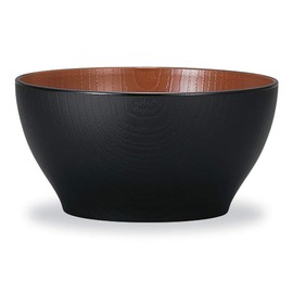 Yamanaka Lacquer Natural Range Keyaki Wood Grain Bowl, Small, Black & Brown M16956-0