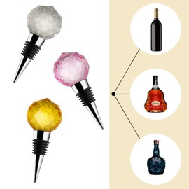 Globe Wine Stopper Cute - Glass Decanter Stopper Set of 3 Wine Toppers Stopper with Stand Reusable Wine Saver for Bar Holiday Party Wedding…