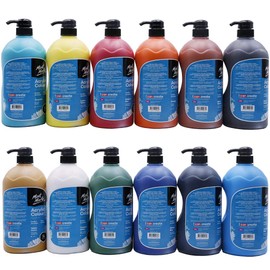 Mont Marte Signature Acrylic Color Paint Set, 12 x 33.8oz (1L), Semi-Matte Finish, 12 Colors, Suitable for Canvas, Wood, Fabric, Leather, Cardboard, Paper, MDF and Crafts