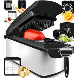 Fullstar The Original Pro Chopper - Vegetable Chopper and Spiralizer, Food Chopper with Container, Fruit Slicer, Kitchen Gadgets & Accessories, Home Essentials (9 in 1, Stainless Steel)