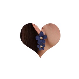 Inilbran Boho Exaggerated Acrylic Flower Earrings Vintage Resin Flower Shape Stud Earrings Blue Flower Statement Earrings Multicoloured Enamel Flower Earrings Jewellery for Women and Girls
