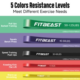 FitBeast Pull Up Band, 5-15LBS Resistance Band Pull Up for Calisthenics, CrossFit, Powerlifting, Stretch Mobility, Pull Up Assistance Band, Yellow