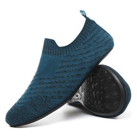 SLEVEL Lightweight Non Slip Travel Indoor Grip House Slipper Socks Unisex Adult Around The House Floor Home Shoes for Women Men (SL20005BlueCyan37)