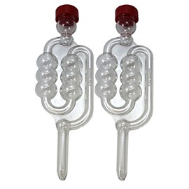 2 x Bubbler Airlocks with Red Dust Caps for Homebrew
