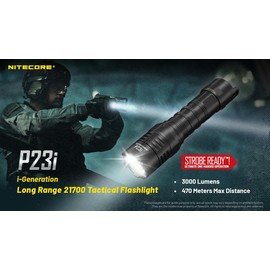 Nitecore P23i Long Range Flashlight -3000 lumens, 512 Yard thow, with Rechargeable i-Series high Performance Battery NL2150HPi & Eco-Sensa Type-C USB Charging Cable