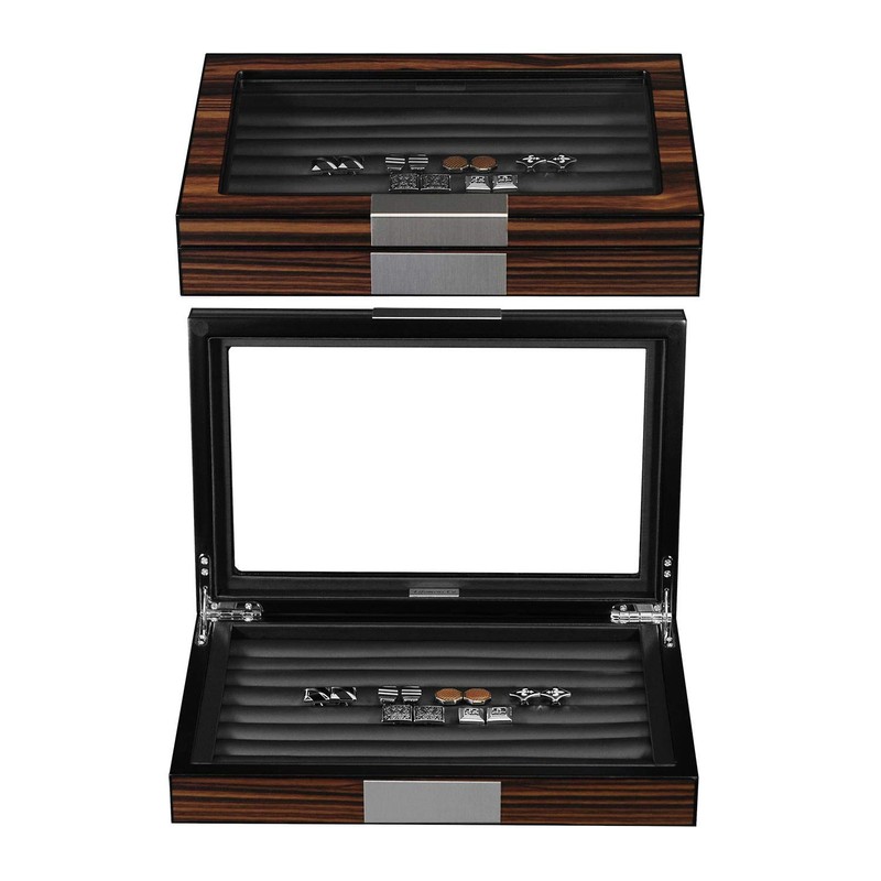 Lifomenz Co Wood Cufflink Box with Glass Window Cufflink Display
