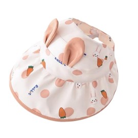 [Bansusu] ベビーキャップ うさぎプリント ベビー 帽子 通気性が良い 日焼け止め かわい 紫外線 つば広 日除け帽子 女の子 赤ちゃん UVカット