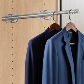 Creatyi 12.6" Stainless Steel Valet Rod Pull Out Valet Rods for Closet Heavy Duty Adjustable Rod,Clothing Hanging Drying Closet Storage Organizer for Bedroom Laundry Room (Brushed Silver)